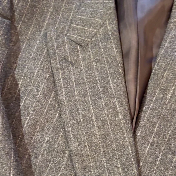 Burberry Charcoal Pinstripe Suit with Gold Buttons